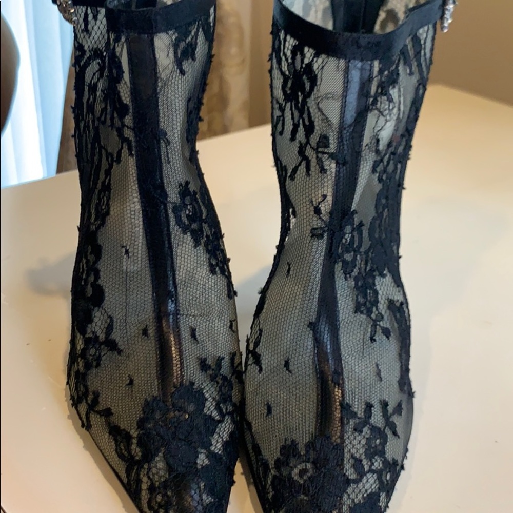MANOLO BLAHNIK BLACK Rhinestone Booties S36 - Picture 16 of 16